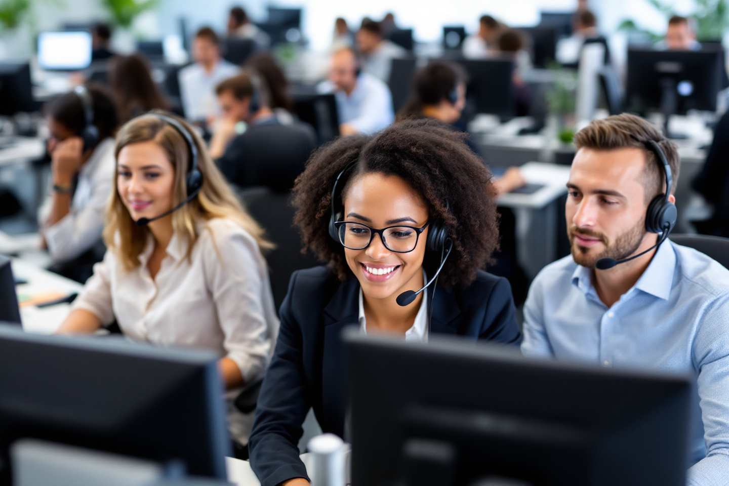 Équipe de service client en permanence téléphonique